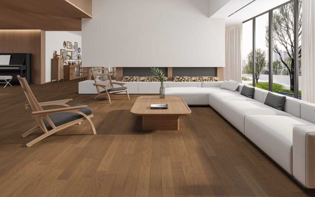 Oak Parquet Builder's Line — Brushed Matt Lacquer Coffee 125×RL