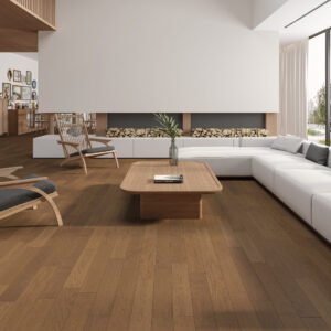 Oak Parquet Builder's Line — Brushed Matt Lacquer Coffee 125×RL