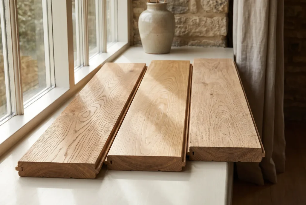 Trois finitions de parquet comparées huilé verni brut