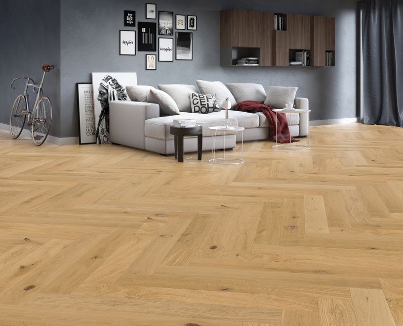Parquet Chêne Adrenaline — Bâton rompu huilé porcelaine 148×1080