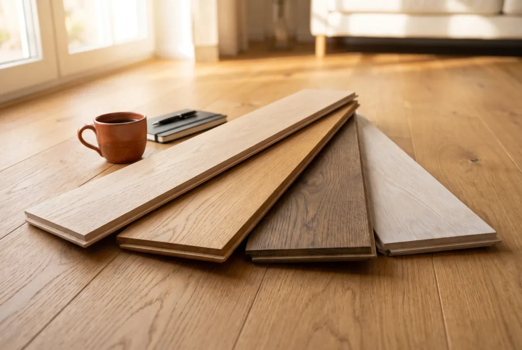 Muestras de parquet roble de différentes tonos