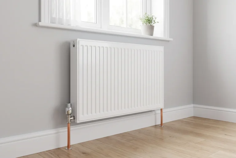 Radiateur to eau chaude avec robinet thermostatique sous fenêtre