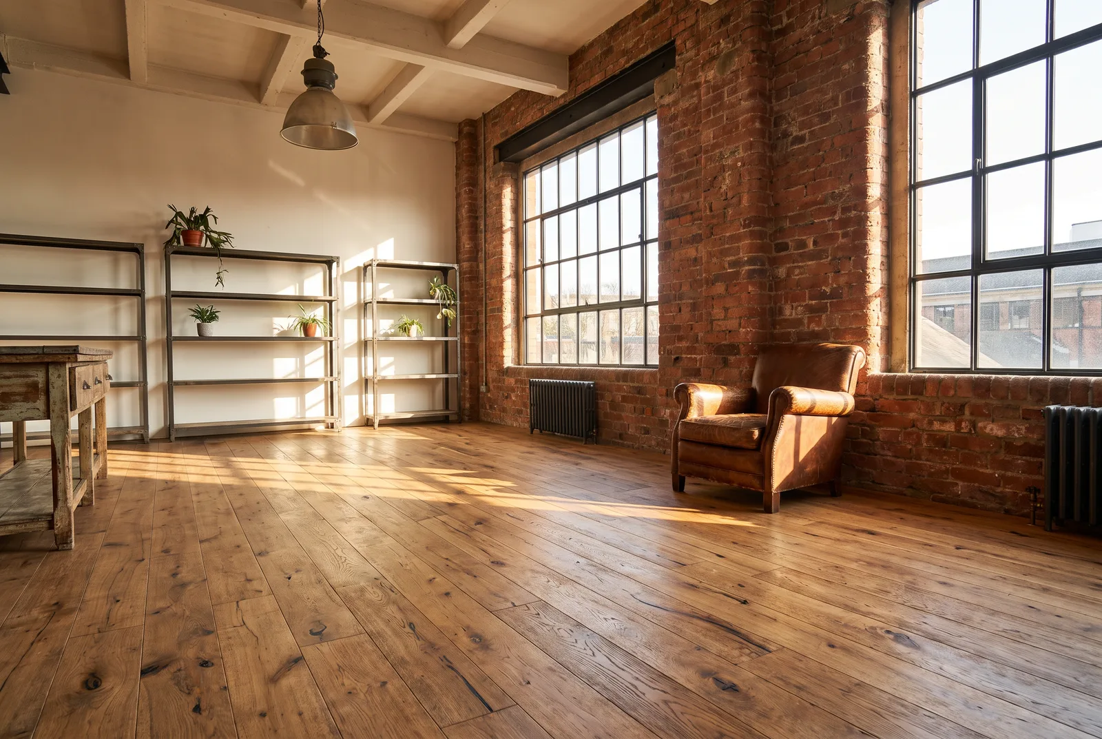 Loft industriel au parquet chêne rustique