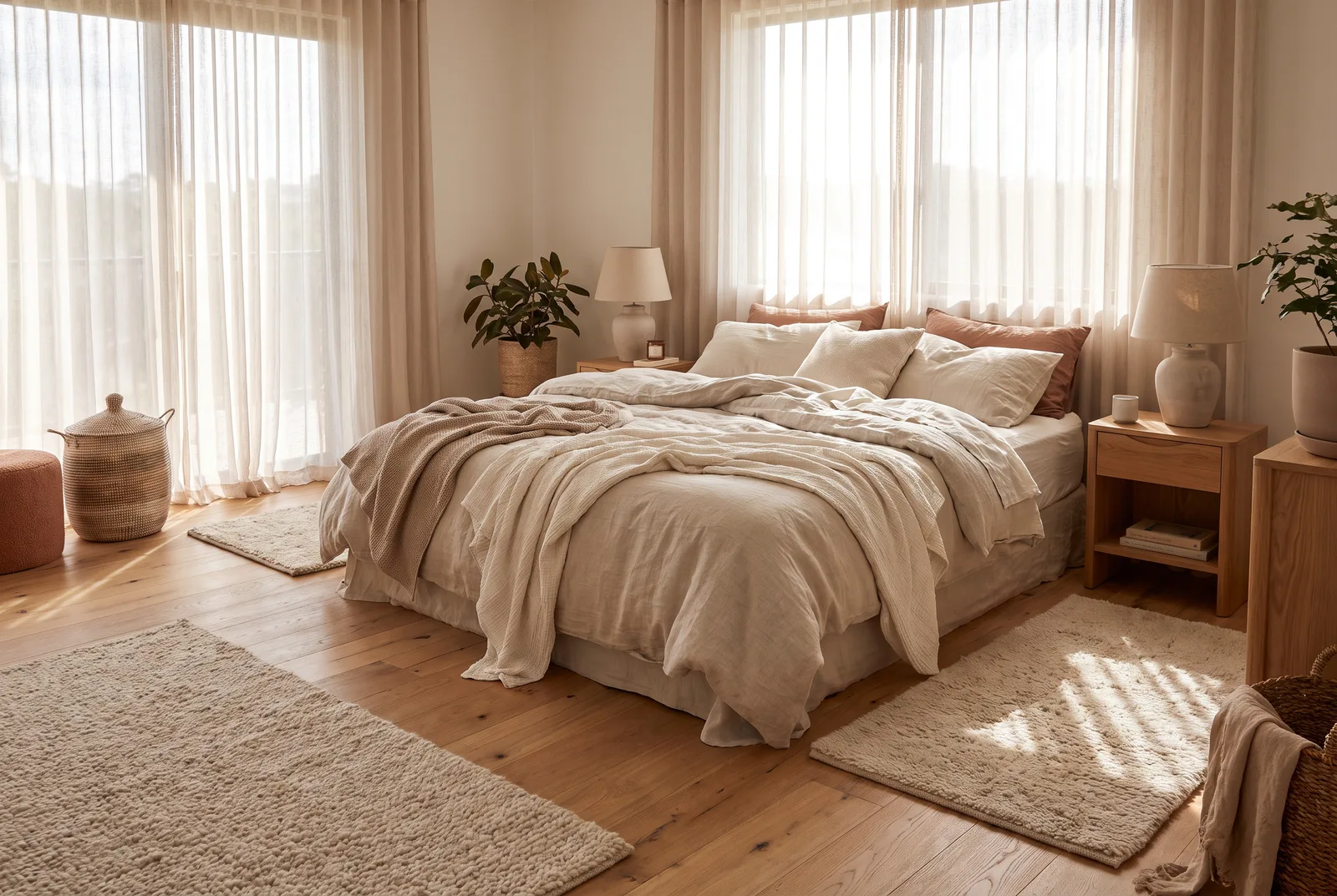 Chambre douce au parquet chêne huilé naturel