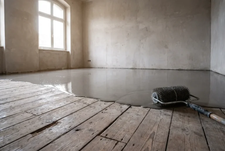 Ragréage coulé sur un vieux plancher en bois